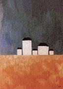 Kasimir Malevich Five house Landscape oil painting on canvas